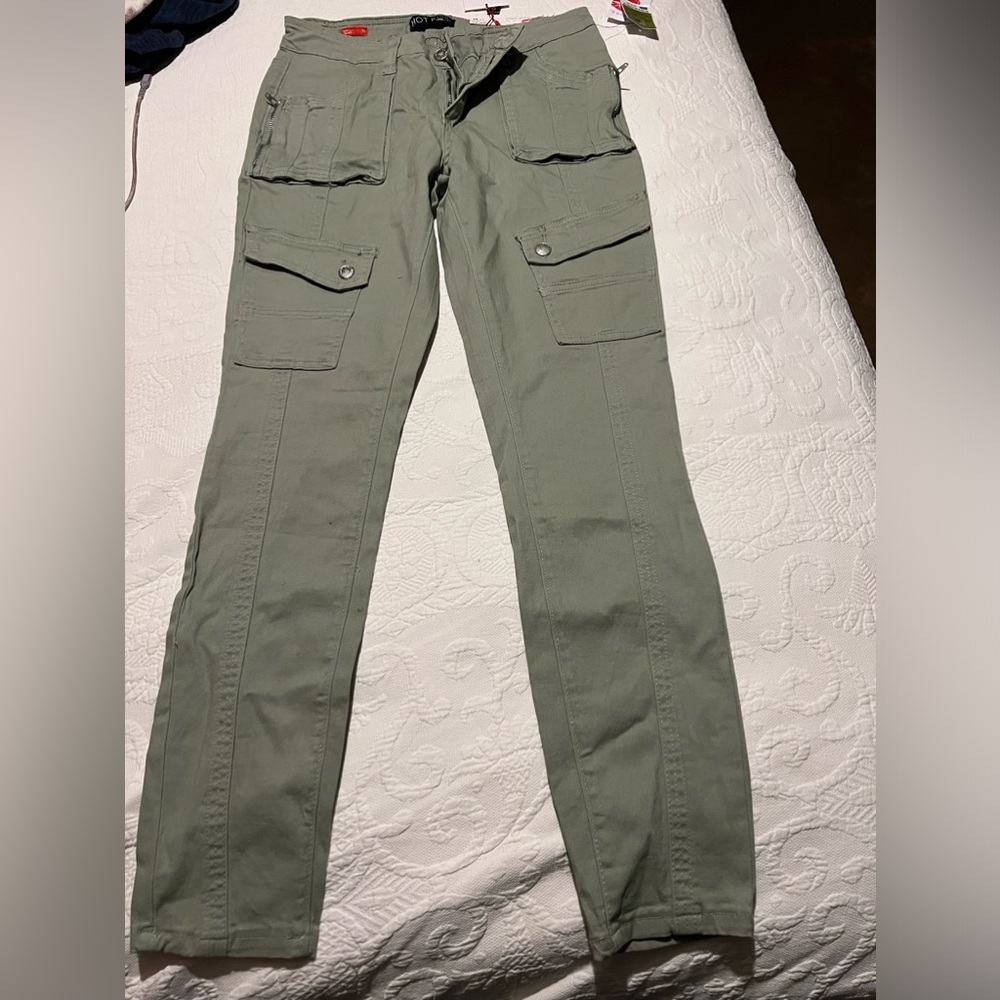 Hot Kiss Green Cargo Jeans with Straight Leg Design